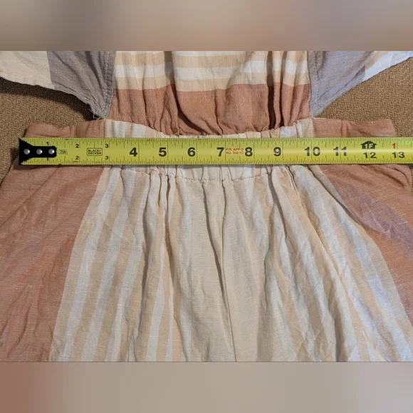 Anthropologie Elevenses Neutral Striped Square Neckline Cut Out Romper - Picture 13 of 16